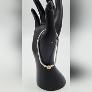 Pandora Sterling Silver Snake Chain Bracelet with 14k Gold Clasp – 8"